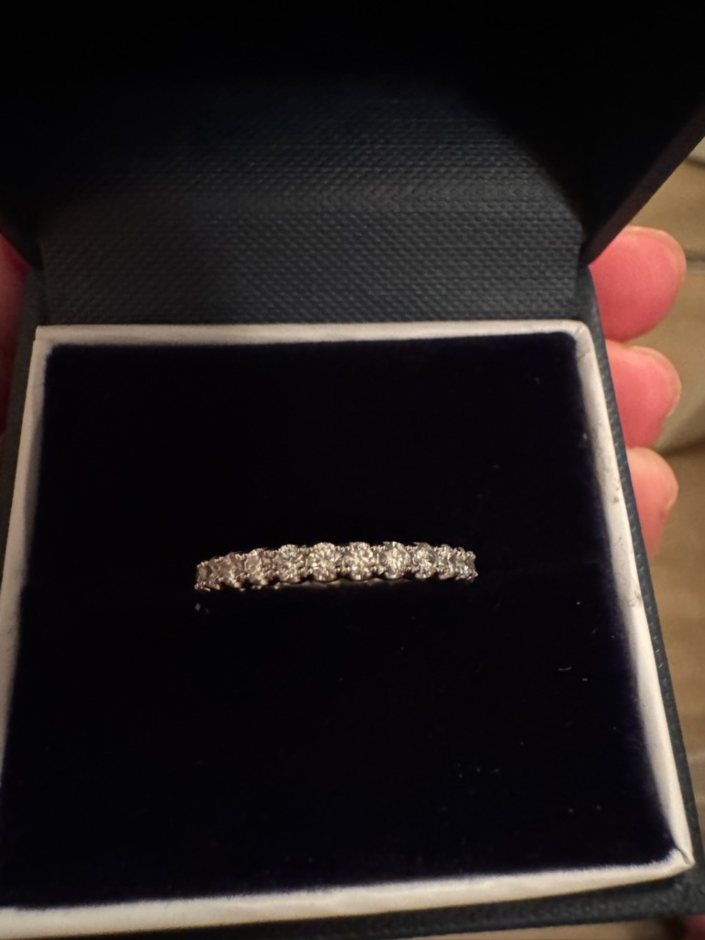 Diamond Eternity Band in Silver Tone - Sparkling Clear Stones